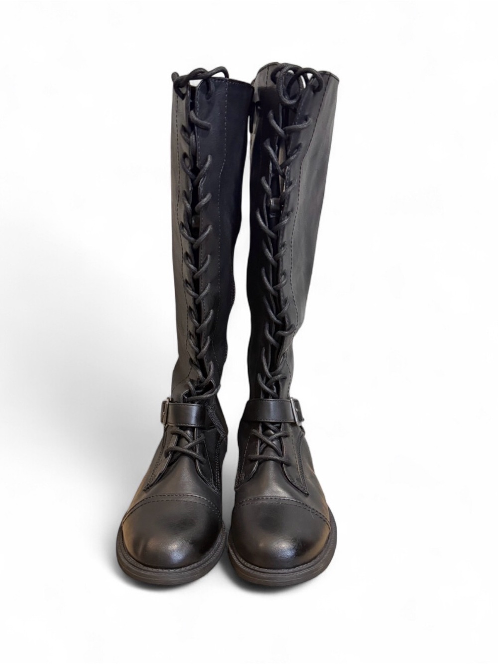 Universal Thread Madga Black Lace-Up Knee-High Combat Riding Boots